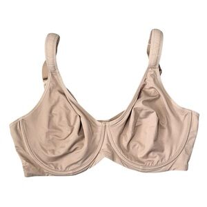 SHE CURVE Ultimate Full Figure‎ Support Bra Nude Underwire Wide Straps Size 42E